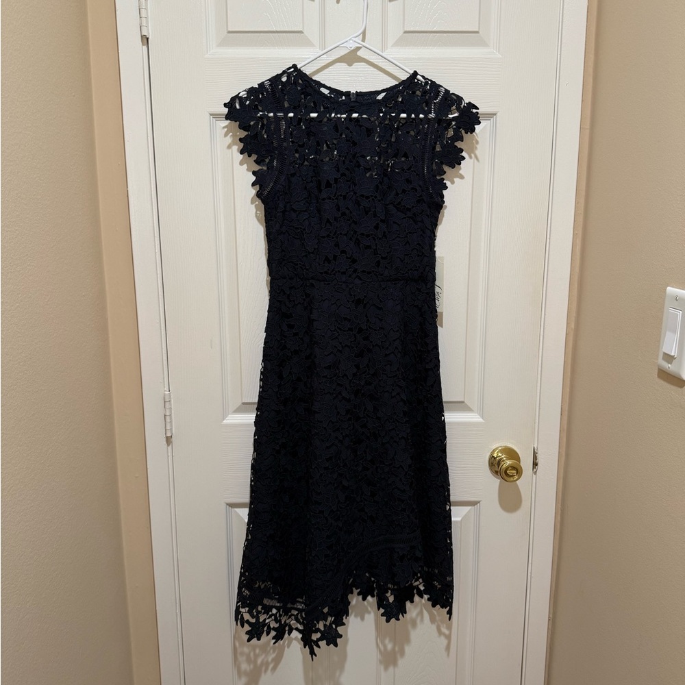 Eliza J Navy Lace Overlay Dress
